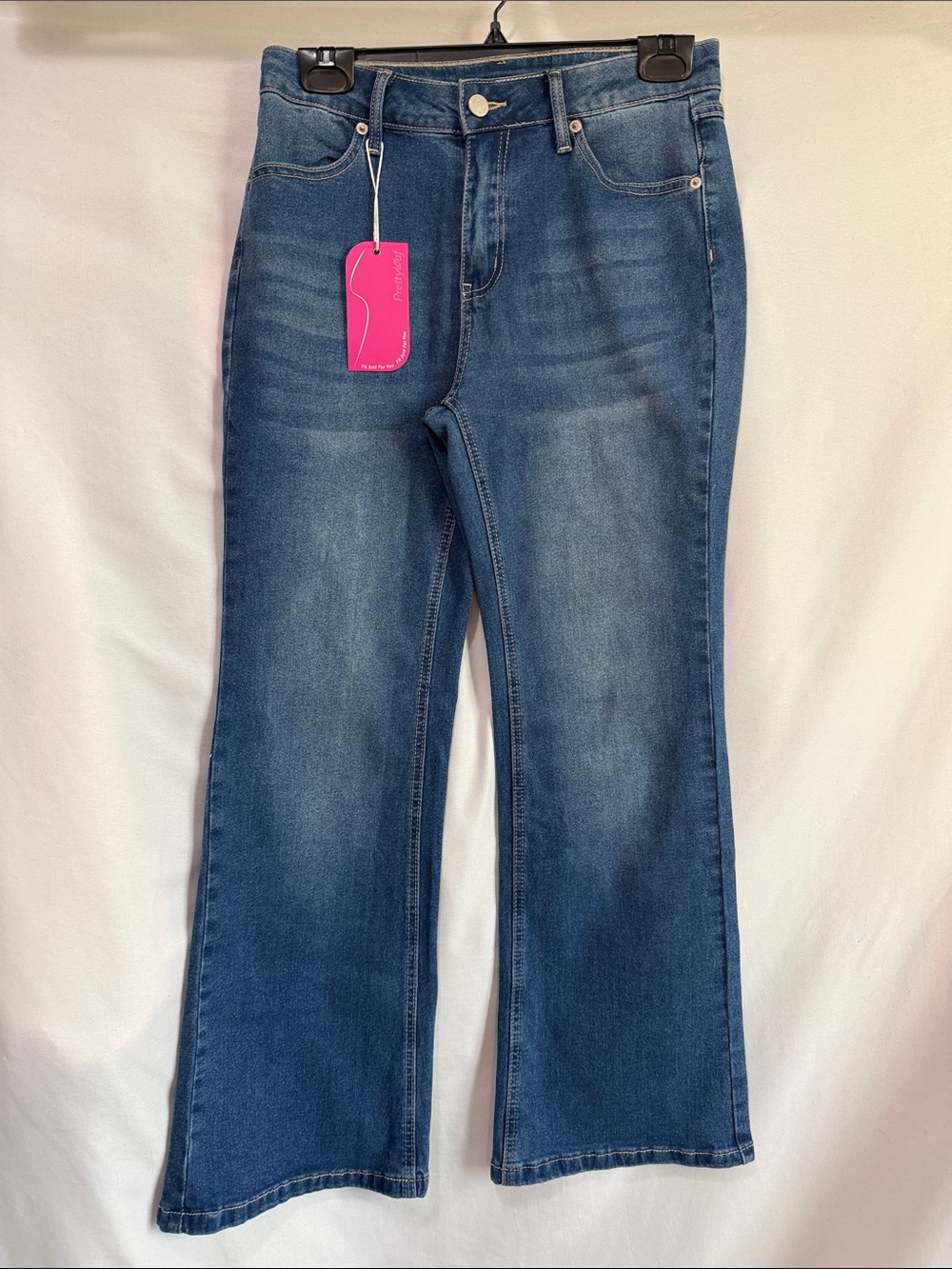 Women's Blue Flare Jeans - Classic Mid-Rise Stretch